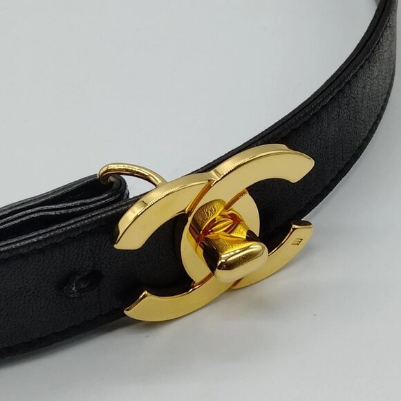Chanel Belt Black Gold Leather 700-060225 - Picture 4 of 8